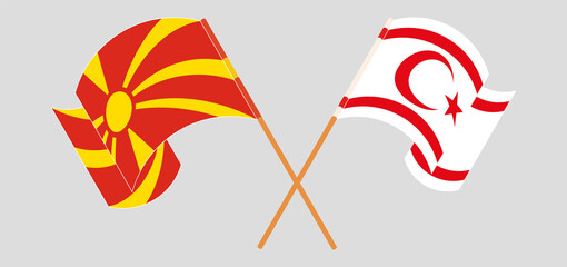 Obraz premium Crossed and waving flags of North Macedonia and Northern Cyprus