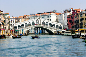 The Rialto Bridge on the Grand Canal of Venice, Italy