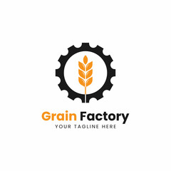 Wheat Agriculture Industry logo symbol icon, Wheat Shield logo designs, Wheat Gear logo template