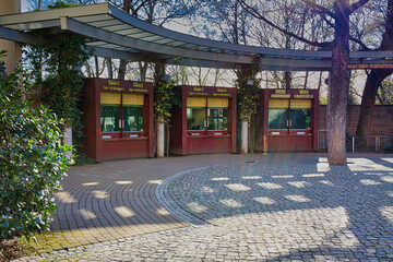Kassenhaus zum Eintritt, Kasse, Eingang Zoo, Zoologischer Garten in Leipzig, Sachsen, Deutschland