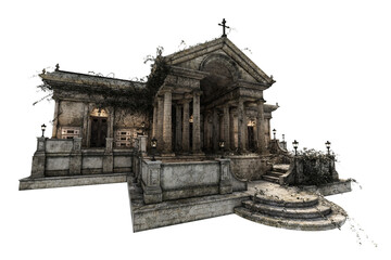 Academy Building Fantasy Architecture, 3D illustration, 3D rendering