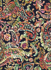 Seamless hand painted watercolour 
 Multicolor paisley pattern