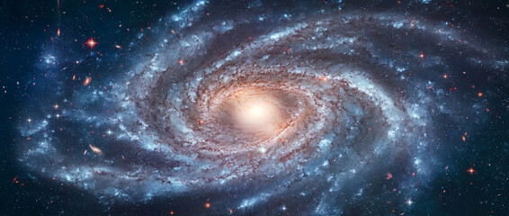 Spiral galaxy with starry light. Stars and Milky way galaxy. Sci-fi space wallpaper. Elements of this image furnished by NASA
 - obrazy, fototapety, plakaty