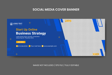 Creative Start-Up online Business Strategy social media Facebook cover template, web banner template, corporate banner, header, business webinar banner
