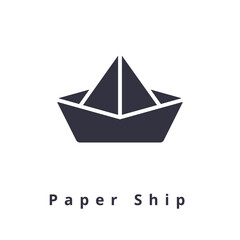 Vector paper ship icon. Origami ships. Filled shape good for logo and pictogram. Isolated boat object
