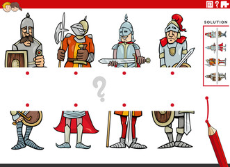 match halves of pictures with comic knights educational task