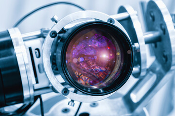 industrial video camera lens for observation and measurement of technical parameters, industrial optics concept