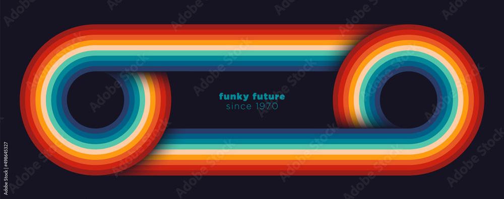 Wall mural retro pattern design in abstract funky style with colorful circles and lines. vector illustration.