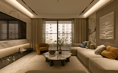 3d render of modern living room