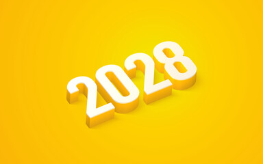 2028 text design, isolated on white background, 3d render