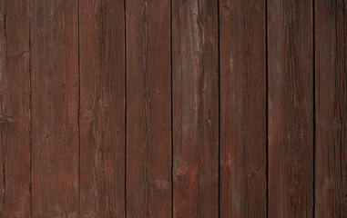 Naklejka premium Natural Brown Wooden Background. Wooden rustic background. Old boards. Copy space for your text or image. Top view. Dark brown wood boards. Blank for design and require a wood grain. Vertical.