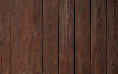 Obraz premium Natural Brown Wooden Background. Wooden rustic background. Old boards. Copy space for your text or image. Top view. Dark brown wood boards. Blank for design and require a wood grain. Vertical.