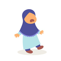 girl wearing hijab is shocked, illustration