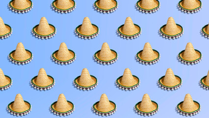 Minimal summer and tourist concept. Summer hat pattern, summer concept