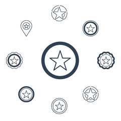 Stars in circle icons set . Stars in circle pack symbol vector elements for infographic web