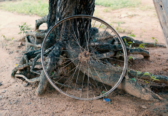 old bicycle wheel
