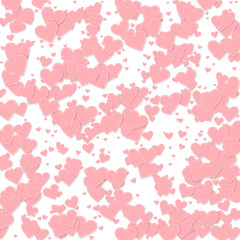 Pink heart love confettis. Valentine's day pattern