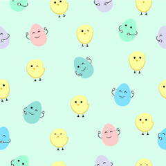 pattern easter eggs and chickens , pastel colors, seamless pattern green