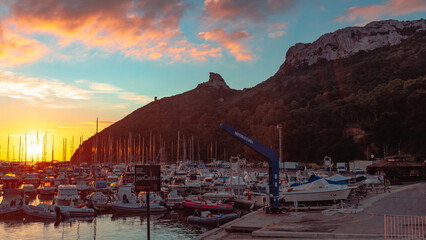 Sunrise shot at the dock boat of Marina Piccola, Cagliari Sardinia