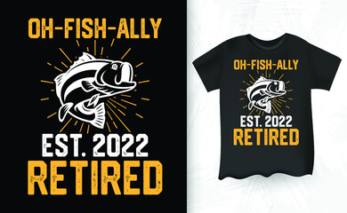 Fishing Funny Retro Vintage Retirement T-shirt Design