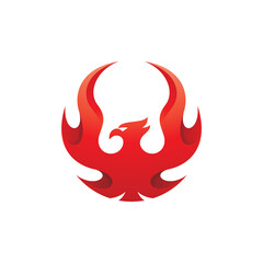 Modern firebird phoenix logo design, bird fire wing vector icon