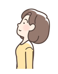 上を向いている女性