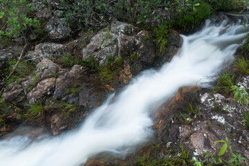 Crystal waterfall in Chapada dos Veadeiros in Alto Paraiso de Goias.