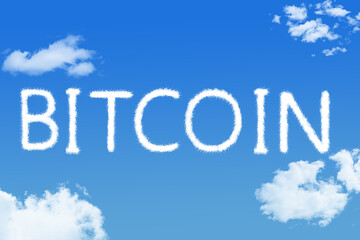 bitcoin cloud shape on blue sky