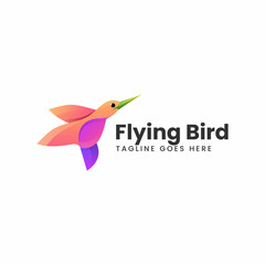 Vector Logo Illustration Flying Bird Gradient Colorful Style.