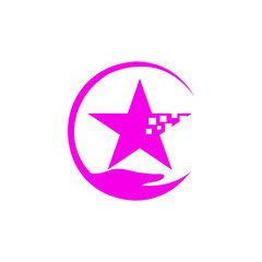 star and hand logo design