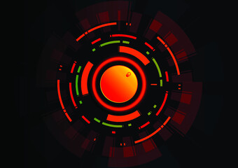 Red and Colorful Abstract hi tech digital technology Black background. Illustration EPS10 Vector. Use for banner, website