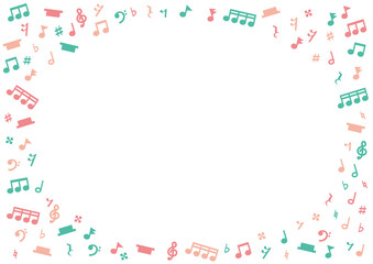 音符と休符と音楽の記号のカラフルなフレーム