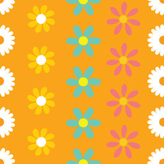Groovy Mod Retro Flower Print flower seamless print vector pattern girls