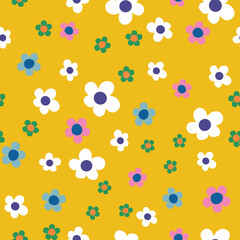  Summer Mod Retro Flower Print seamless repeating vector pattern