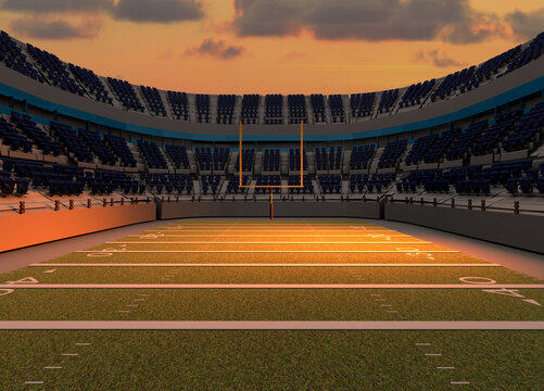 3d illustration, football  stadium and sky with CLOUDS