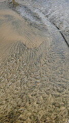 Pattern made in the sand by a river flowing to the sea, in Canoa, Ecuador