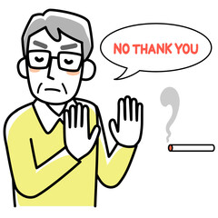 煙草を断るシニア男性