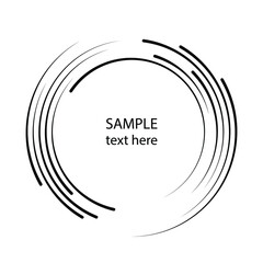 Curved black speed lines in round form. Trendy design element for frame, round technology logo, sign, symbol, web, prints, posters, template, pattern and abstract background