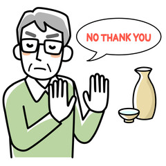 お酒を断るシニア男性