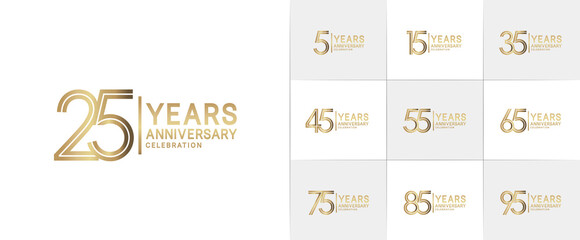 set of anniversary premium collection golden color can be use for celebration event