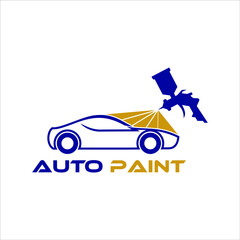 Auto paint workshop logo design with Spray tool vector