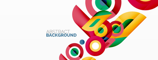 Abstract round shapes background. Minimalist decoration. Geometric background with circles and rings