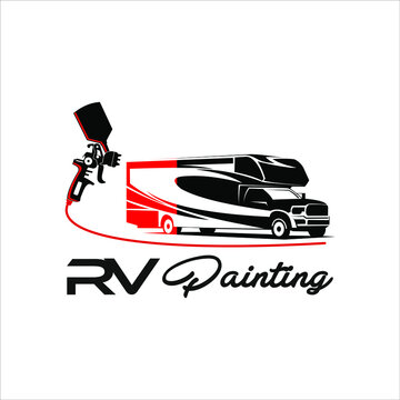 modern auto painting logo design with truck vector