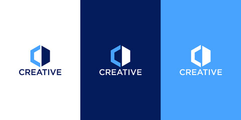 Simple Geometric Letter C Initial Logo Concept Hexagon or box letter for Apartment Real Estate, Property, hotel and Architecture Business.