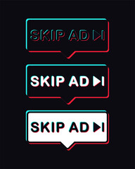 Skip ad avertisement symbol. Vector illustration