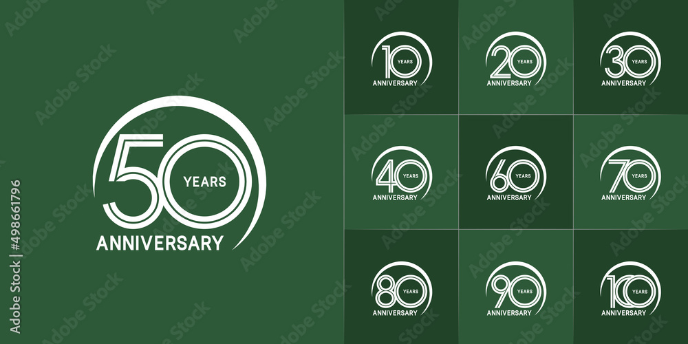 Wall mural set of anniversary premium collection white color can be use for celebration event