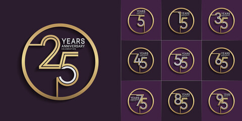 set of anniversary premium collection silver and gold color can be use for celebration event
