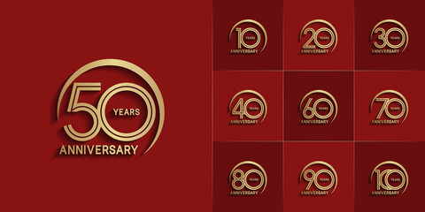 set of anniversary premium collection golden color can be use for celebration event