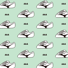 Vector seamless pattern with sneaker illustrations