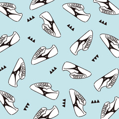 Vector seamless pattern with sneaker illustrations